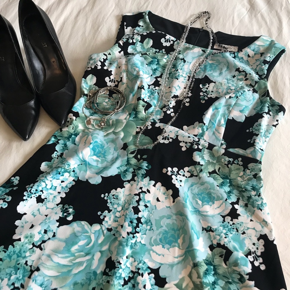 Dress Barn Tiffany Blue & Sage Dress NWOT